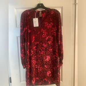 Ted Baker Burgundy Red Sheath Dress with Bishop Sleeves